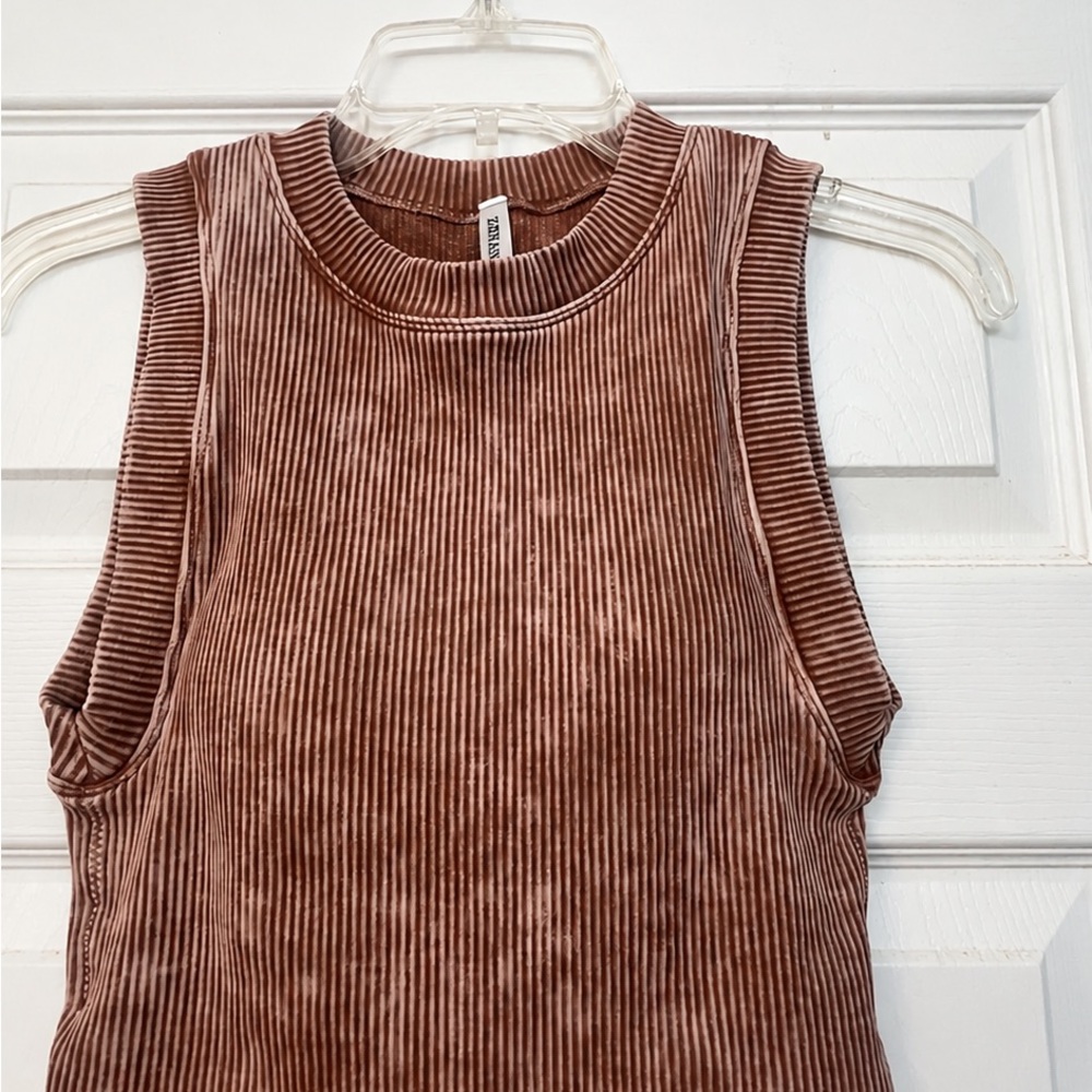 Zenana Outfitters Ribbed Corduroy Sleeveless Tank - Rust